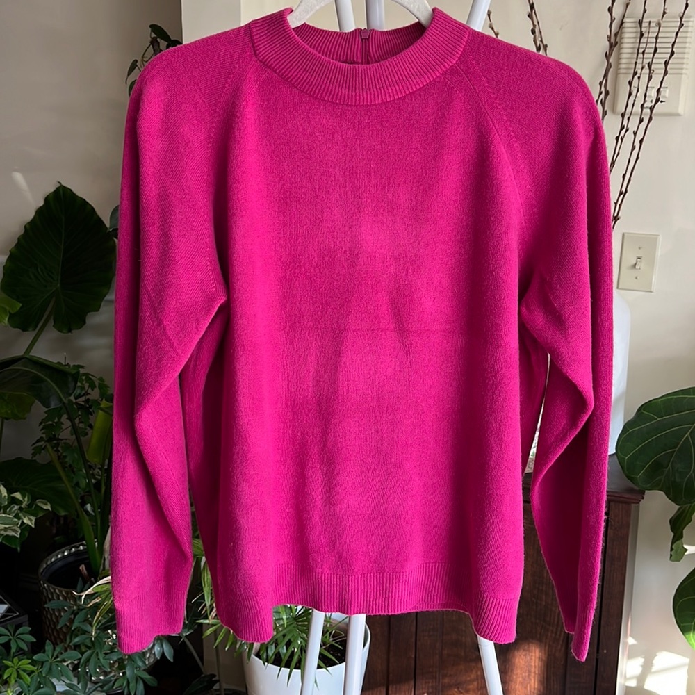 ❤️💖Karen Scott Hot Pink Zip Back Mockneck Sweater-XL-EUC
